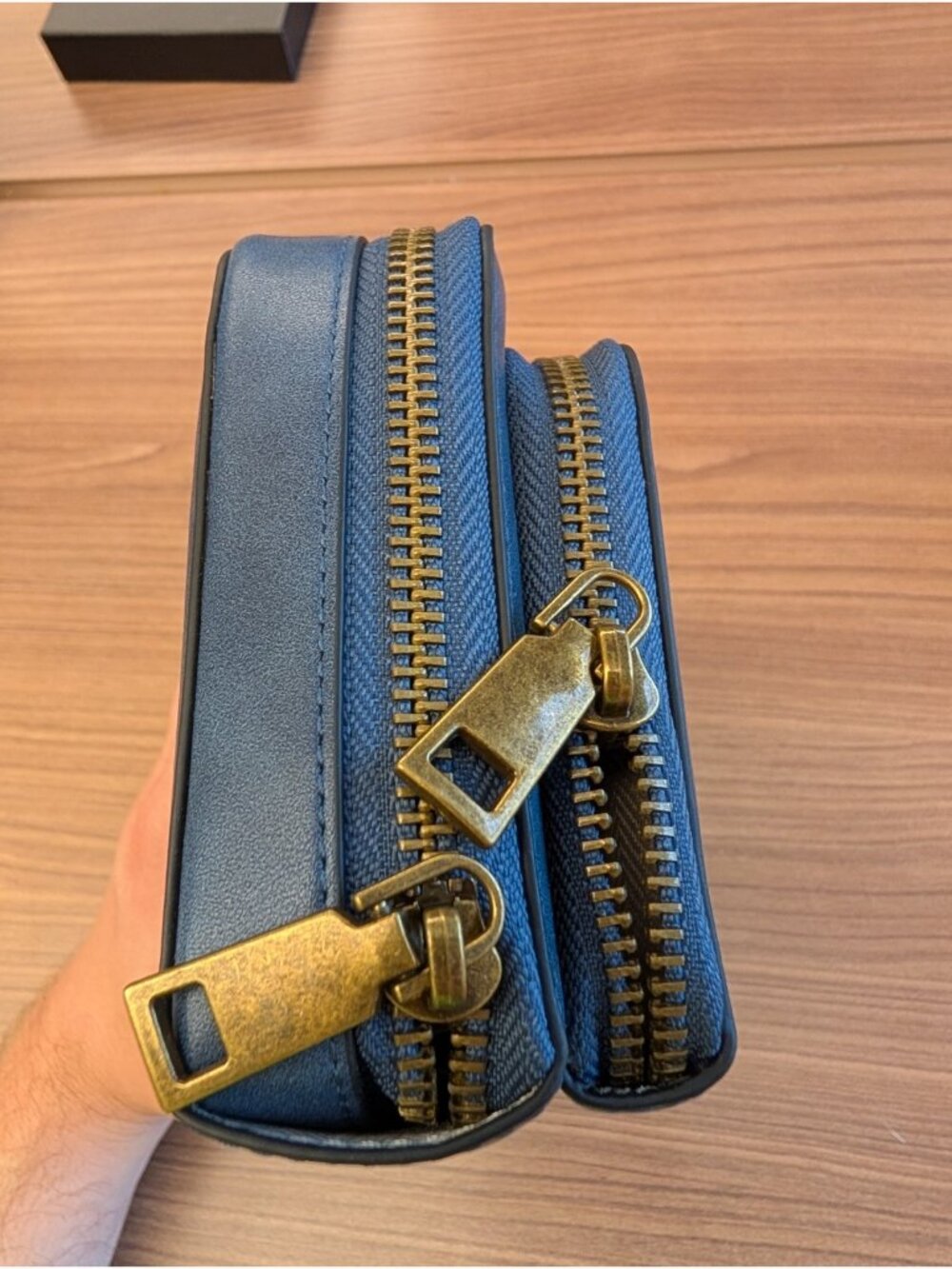 S-Zone Purse Wallet Double Zip Crossbody Blue NWOT with Bag - Picture 3 of 9